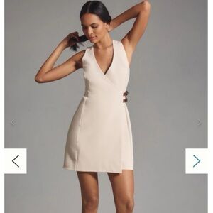 ANTHROPOLOGIE-HALTER DOUBLE BELTED MINI WRAP DRESS